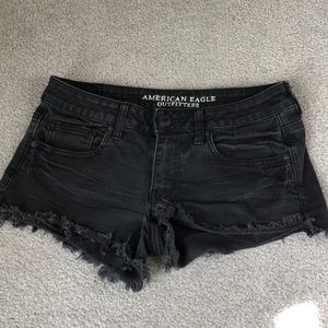 Black denim shorts